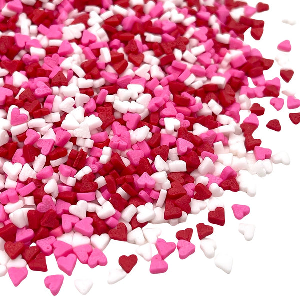 Valentine heart confetti quins, pink and red sprinkles, baking sprinkle, edible sprinkles