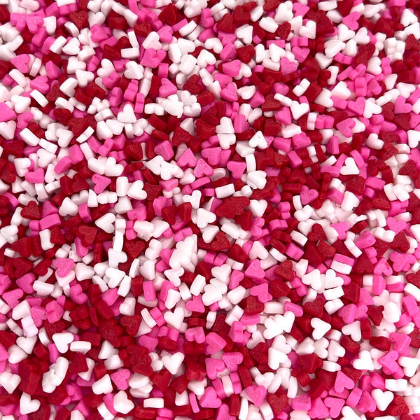 Valentine heart confetti quins, pink and red sprinkles, baking sprinkle, edible sprinkles