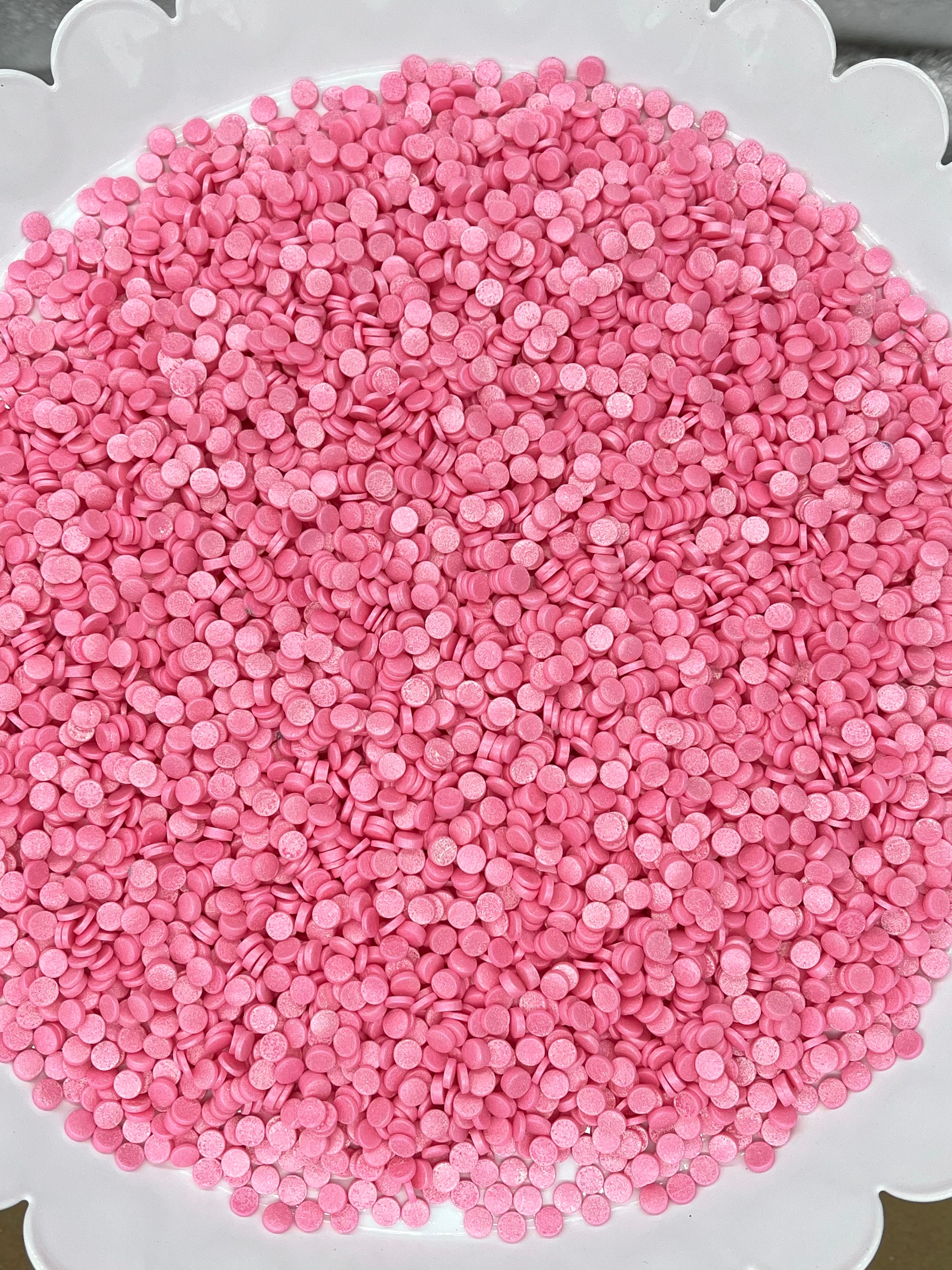 Pink shimmer confetti quins, baking decorations, pink cupcake sprinkles, baking sprinkle