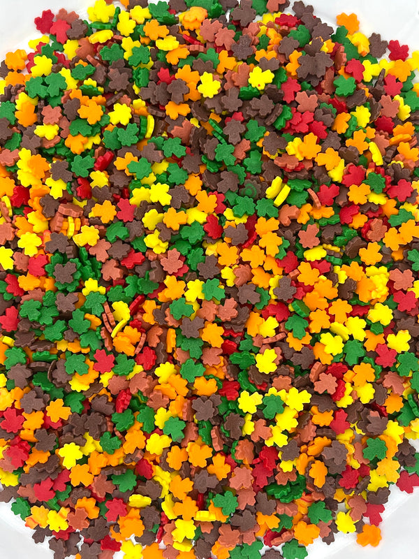 Autumn leaves confetti quin sprinkles, cake decorations, cupcake sprinkles, fall baking