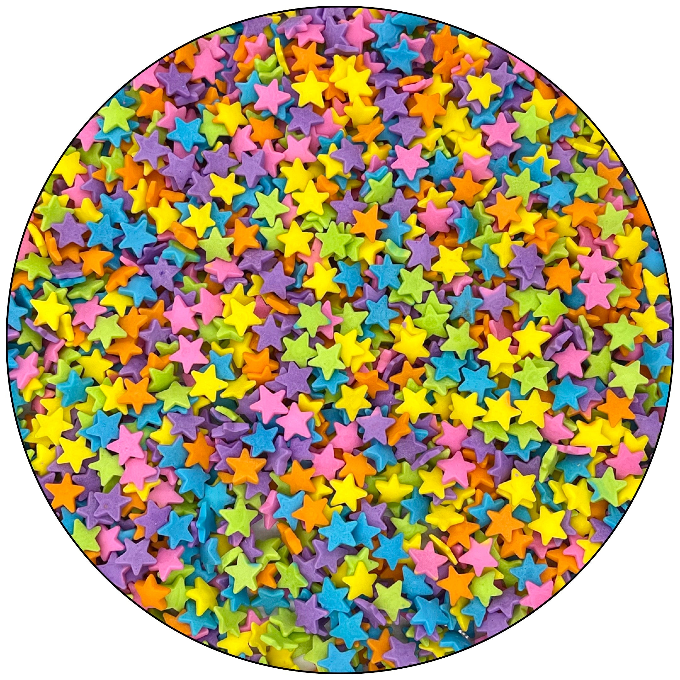 Large rainbow star quin sprinkles, cake decorations, star sprinkles, neon sprinkle
