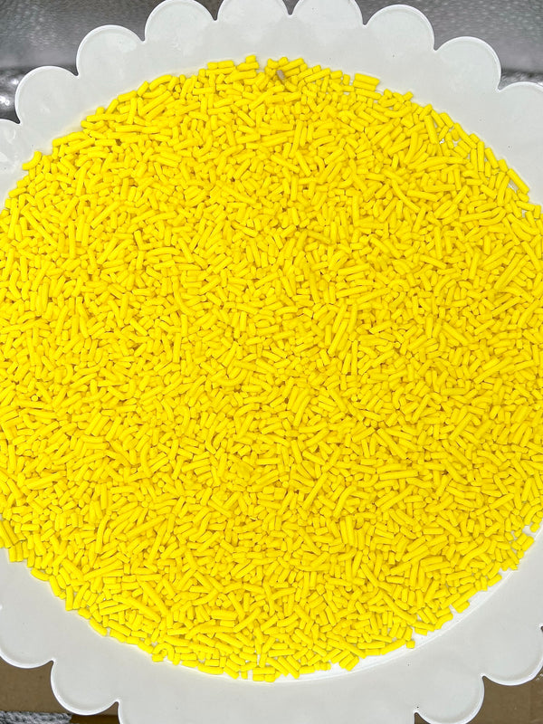 Yellow jimmies sprinkles, sprinkles for cakes, cookie decorations, cupcake topping