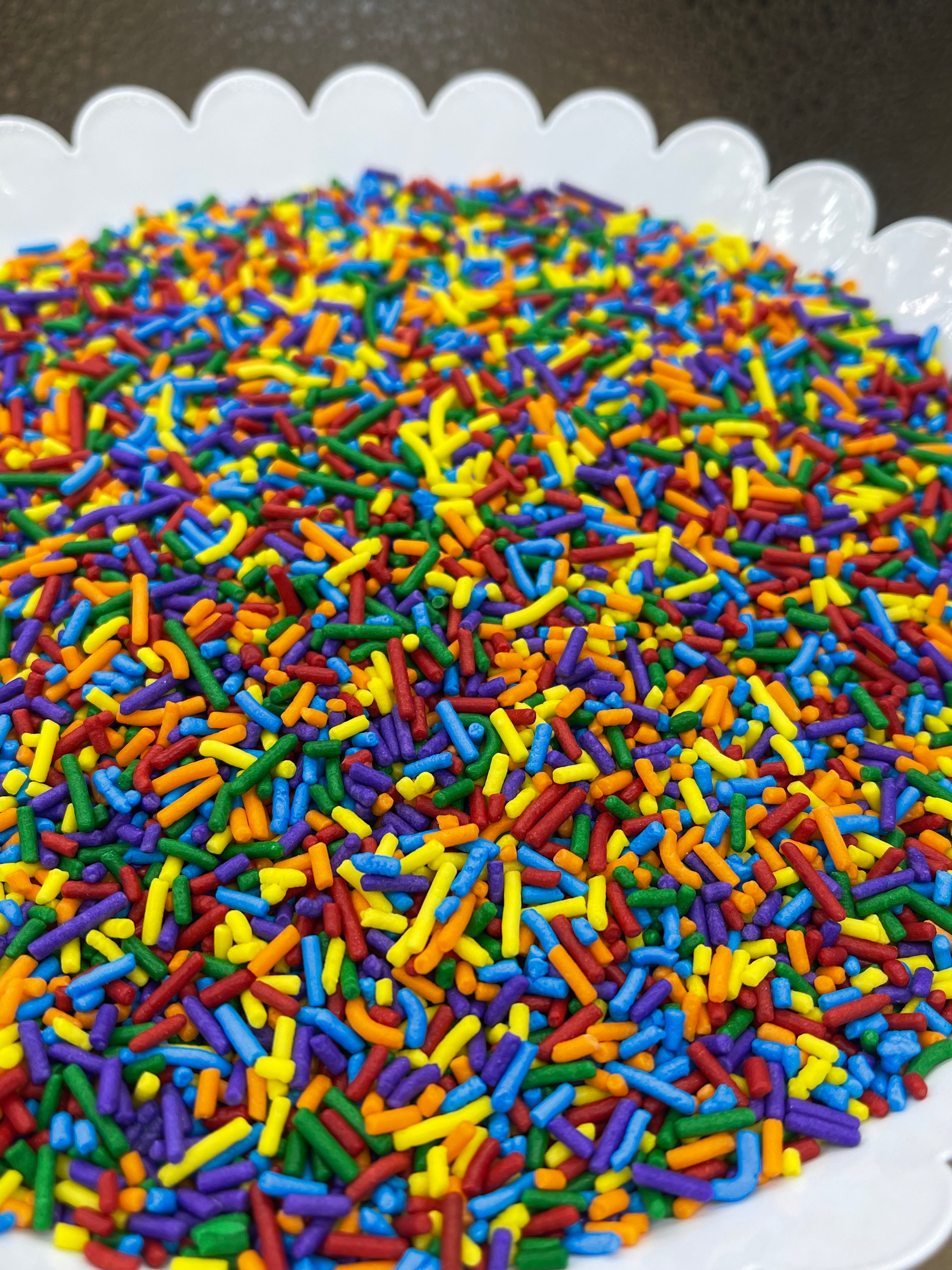Rainbow Jimmie sprinkles, cake decorations, rainbow cupcake sprinkles, cookies, baking